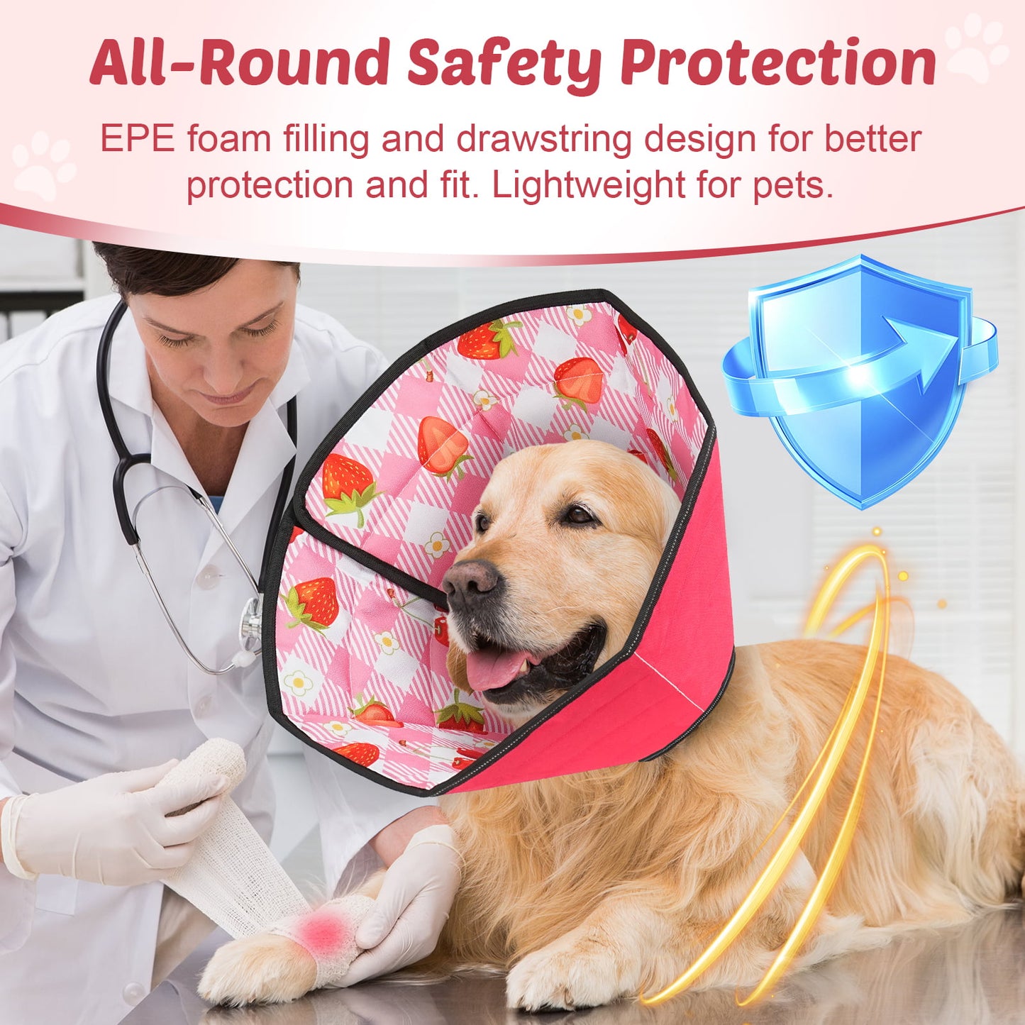 HUTACT Pet Cone Collar forDog Cat, Soft Cone for Surgery Recovery, Anti-Licking, Foldable Adjustable Comfortable Dog Cone Collar
