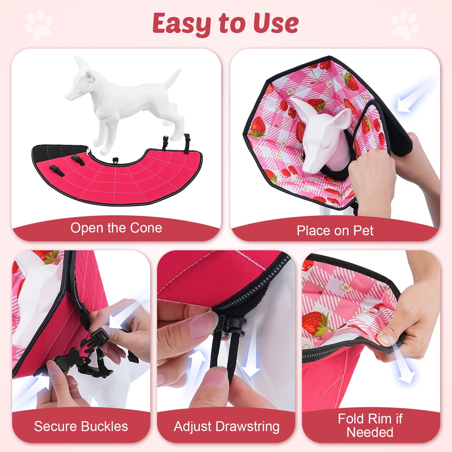 HUTACT Pet Cone Collar forDog Cat, Soft Cone for Surgery Recovery, Anti-Licking, Foldable Adjustable Comfortable Dog Cone Collar