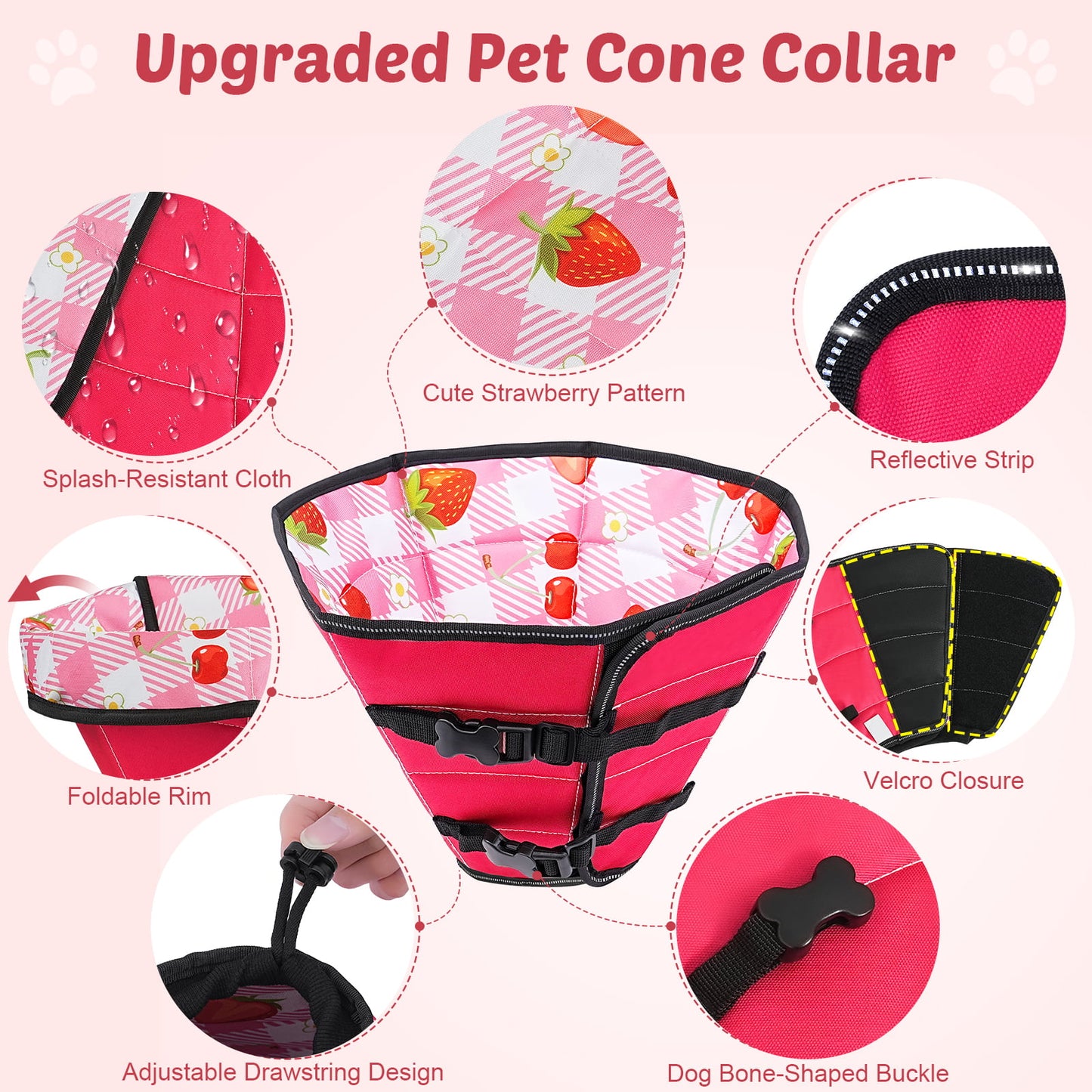 HUTACT Pet Cone Collar forDog Cat, Soft Cone for Surgery Recovery, Anti-Licking, Foldable Adjustable Comfortable Dog Cone Collar