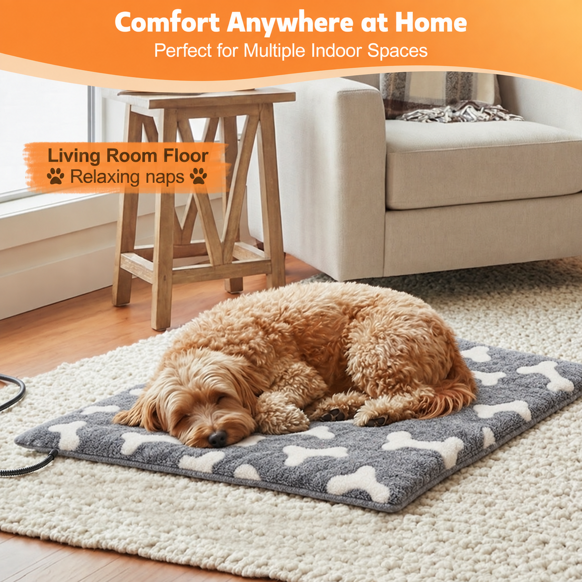 HUTACT Pet Heated Pad, 23.62" Winter Heating Pad for Dogs Cats, 9-Level Temp Control with Timer, Safe Heated Mat Overheat Protection & Chew-Proof Cord