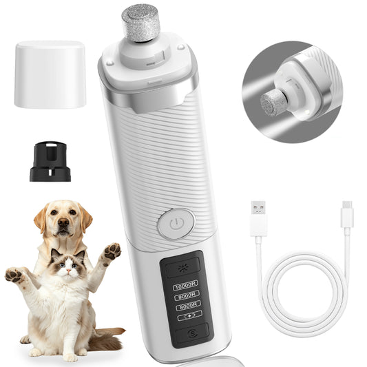 Dog Nail Grinder, Pet Nail Trimmer for Dog Cat w/Lights, Low Vibration, LCD Display, Quiet 3 Speeds Electric Pet Nail Polisher, Clipper Grooming Tool for All Breed