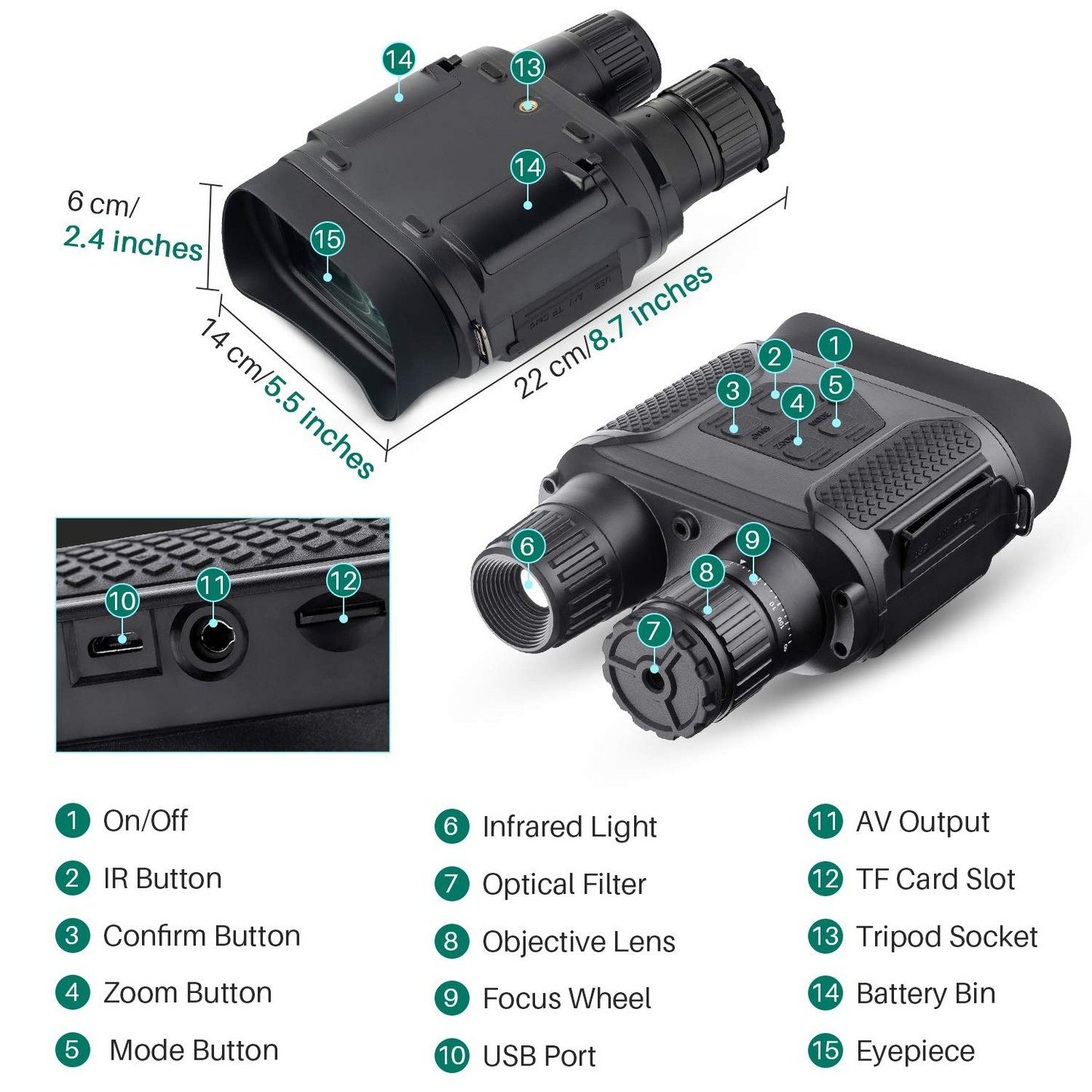 7X31 Night Vision Binoculars, HD Digital Infrared Night Vision Goggles, 1.67lb, 1300ft/400mm Night Vision and Day Range