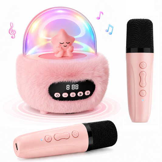 Portable Karaoke Machine with 2 Microphones, Small Wireless Speaker for Adults with LED Lights, Handheld Mini Karaoke Player, Party Birthday Gifts