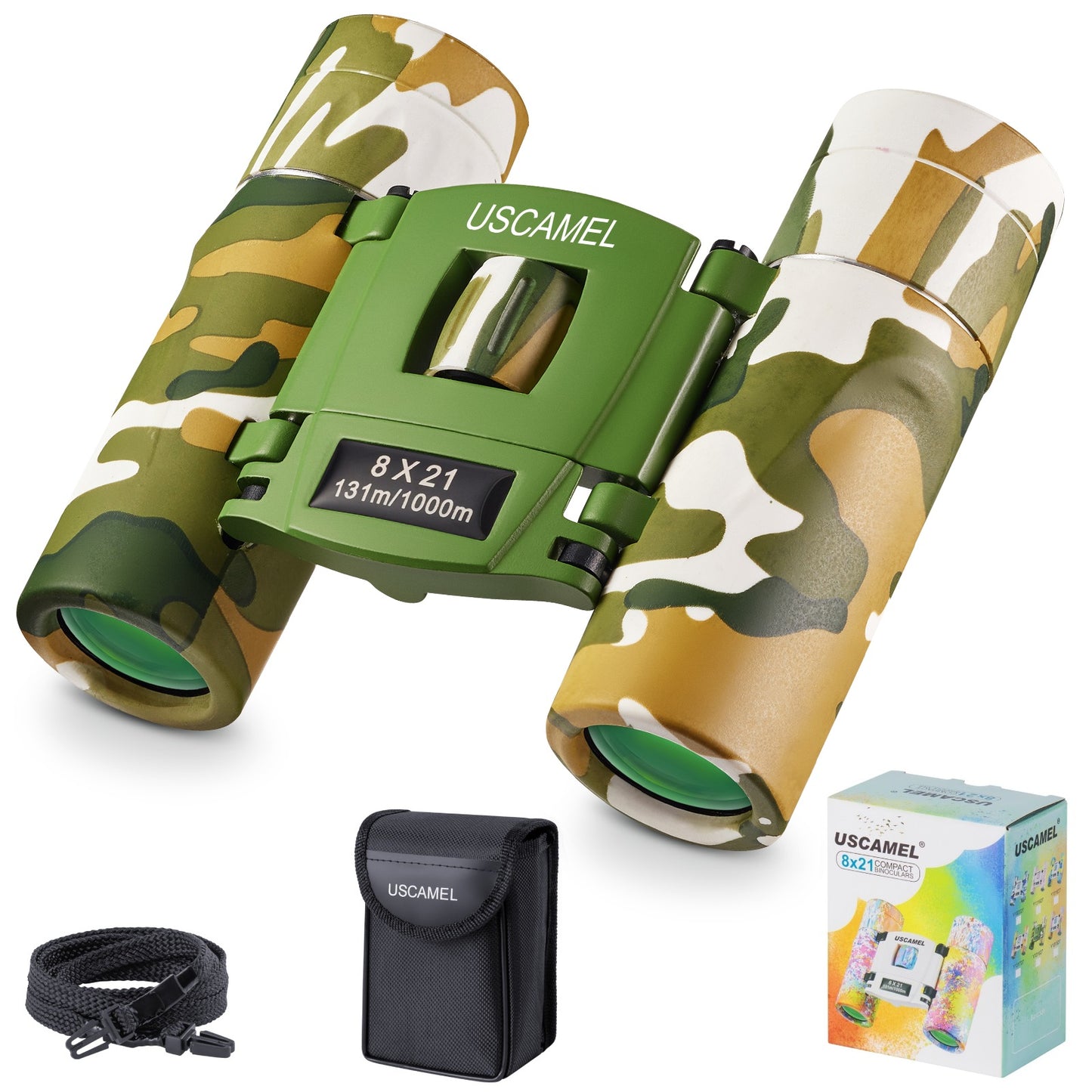 USCAMEL 8X21 Binoculars for Kids Adults, Waterproof Compact Binoculars for Bird Watching, Sports Game, Concert, Climbing