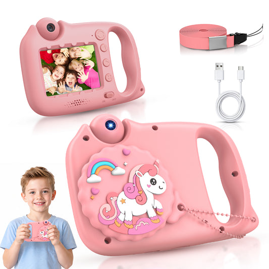 USCAMEL Kids Camera with Reversible Lens, Upgrade 2 in 1 Handheld Camera, 2.4" Digital Video Camera 1080p Portable Creative Toy for Photography & Play, Gift for Girls Boys