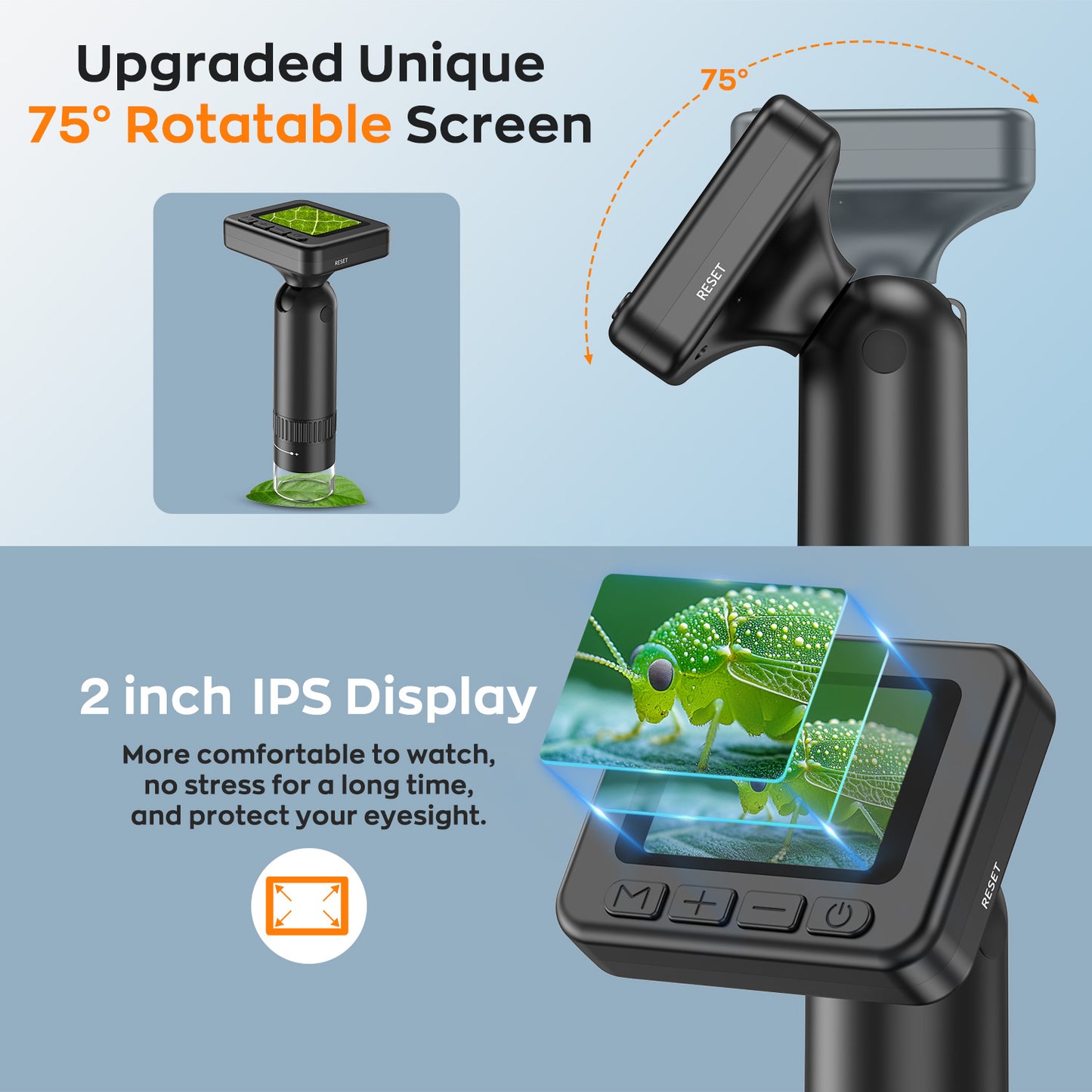 Hutact Handheld Microscope, Microscope for Adults 800mAh Rechargeable Pocket Microscope 32G SD Card & Card Reader, PC View Support