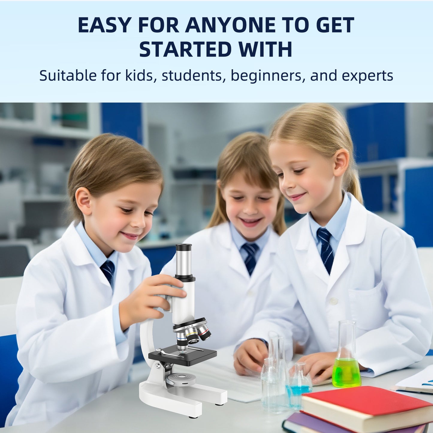 USCAMEL Microscope Set for Beginner, Kids Microscope 2000x Compound Microscope for Students Adults w/Prepared Slides