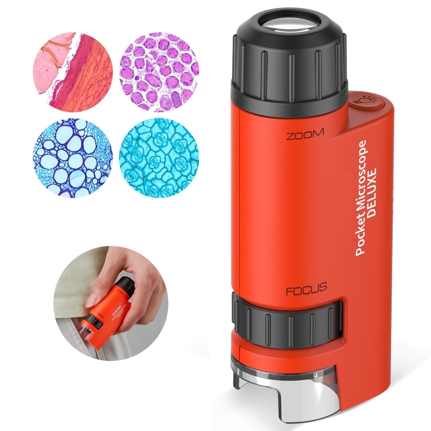 Mini Microscope for Kids, Pocket Microscope LED Light Handheld Small Lightweight Kid Microscope with Storage Bag