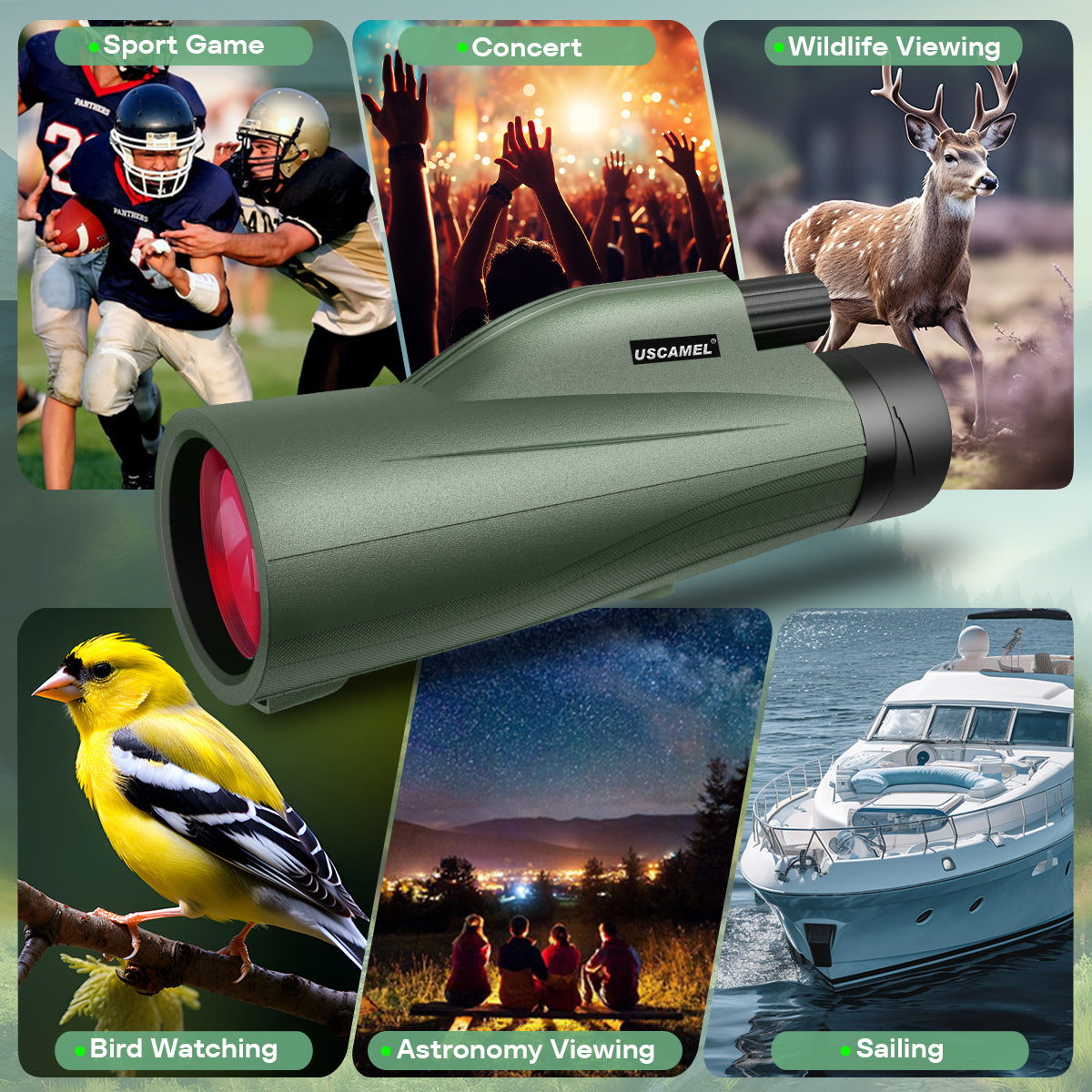 USCAMEL 12x50 Monocular for Adults Portable Monocular Telescope for Smartphone w/Hand Strap Waterproof Optics Compact Monocular for Bird Watching Hunting