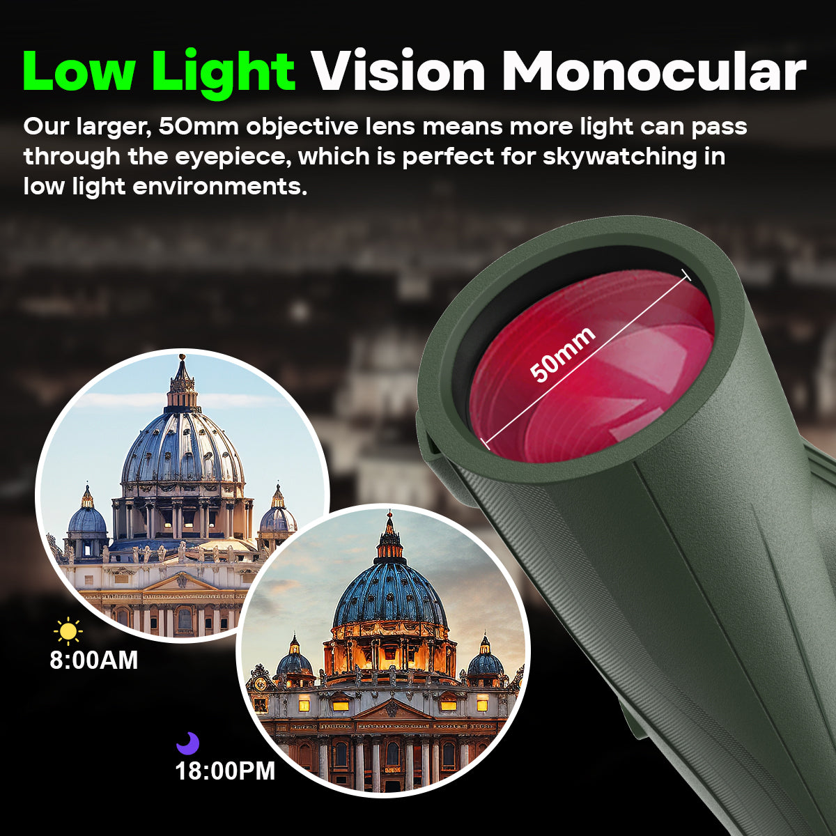 USCAMEL 12x50 Monocular for Adults Portable Monocular Telescope for Smartphone w/Hand Strap Waterproof Optics Compact Monocular for Bird Watching Hunting