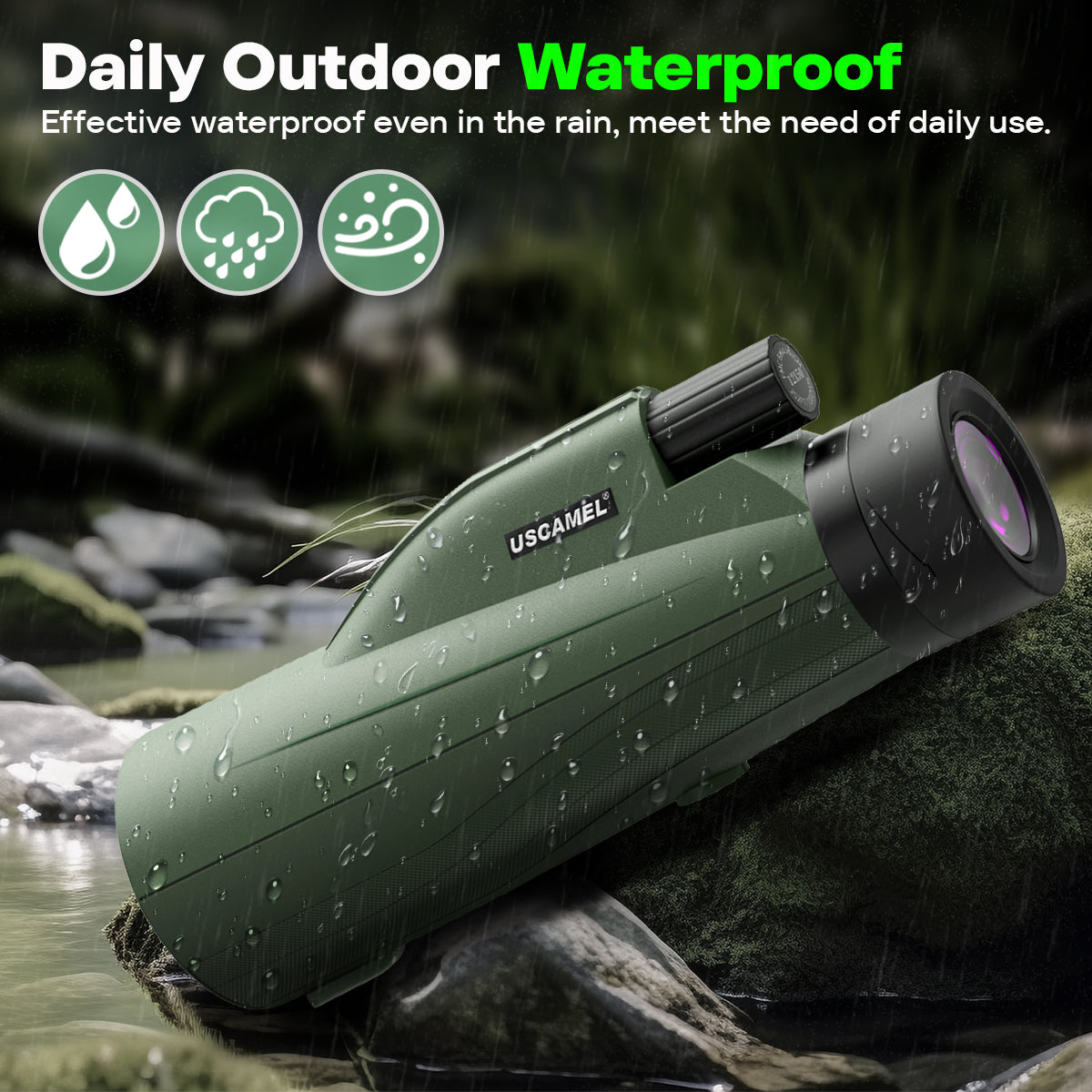 USCAMEL 12x50 Monocular for Adults Portable Monocular Telescope for Smartphone w/Hand Strap Waterproof Optics Compact Monocular for Bird Watching Hunting
