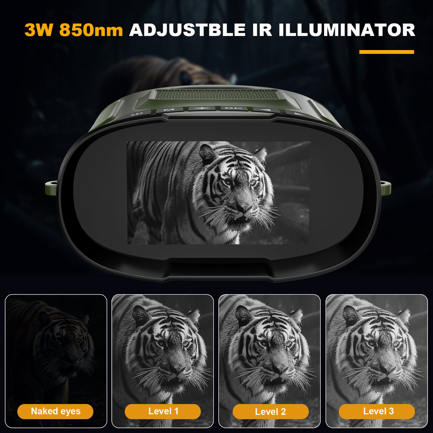 USCAMEL Night Vision Binoculars for Adults, 3" Screen Digital Goggles Day and Night, 8x Zoom Infrared Digital Binoculars w/32G SD Card, Card Reader for Photo & Video Record, for Hunting