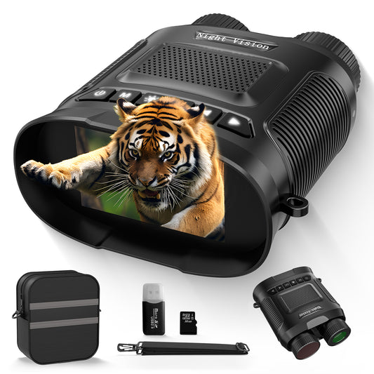 USCAMEL Night Vision Binoculars for Adults, 3" Screen Digital Goggles Day and Night, 8x Zoom Infrared Digital Binoculars w/32G SD Card, Card Reader for Photo & Video Record, for Hunting