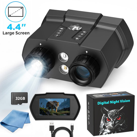 USCAMEL 4.4" Night Vision Binoculars for Adults, 4K Infrared Digital Night Vision Goggles Day & Night Use, 3000FT Long Range Viewing, 10X Aluminum Alloy Binoculars for Hunting Wildlife Watching