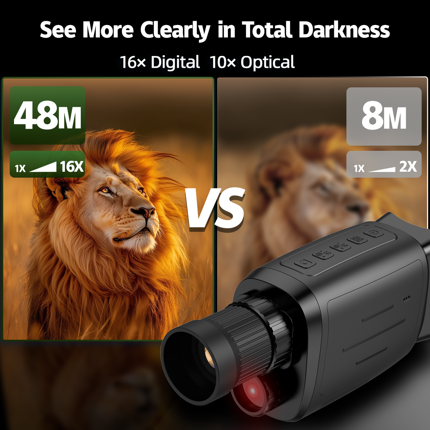 USCAMEL Night Vision Monocular for Adult Kid, 2" Screen One Hand Night Vision Scope for Day and Night Hunting w/32G SD Card