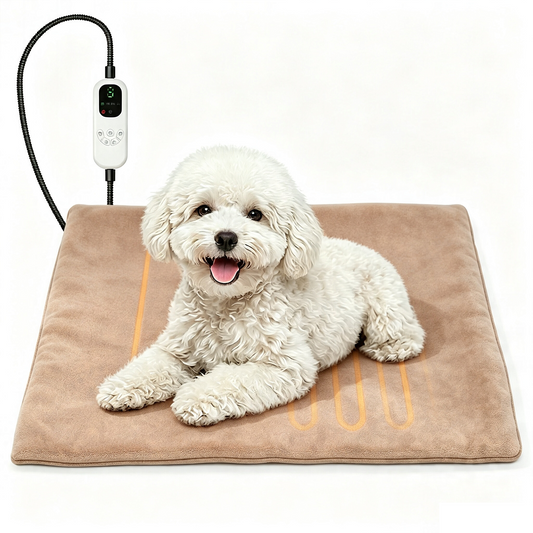 HUTACT Pet Heated Pad, 24" Winter Heating Pad for Dogs Cats, 9-Level Temp Control with Timer, Safe Heated Mat Overheat Protection & Chew-Proof Cord