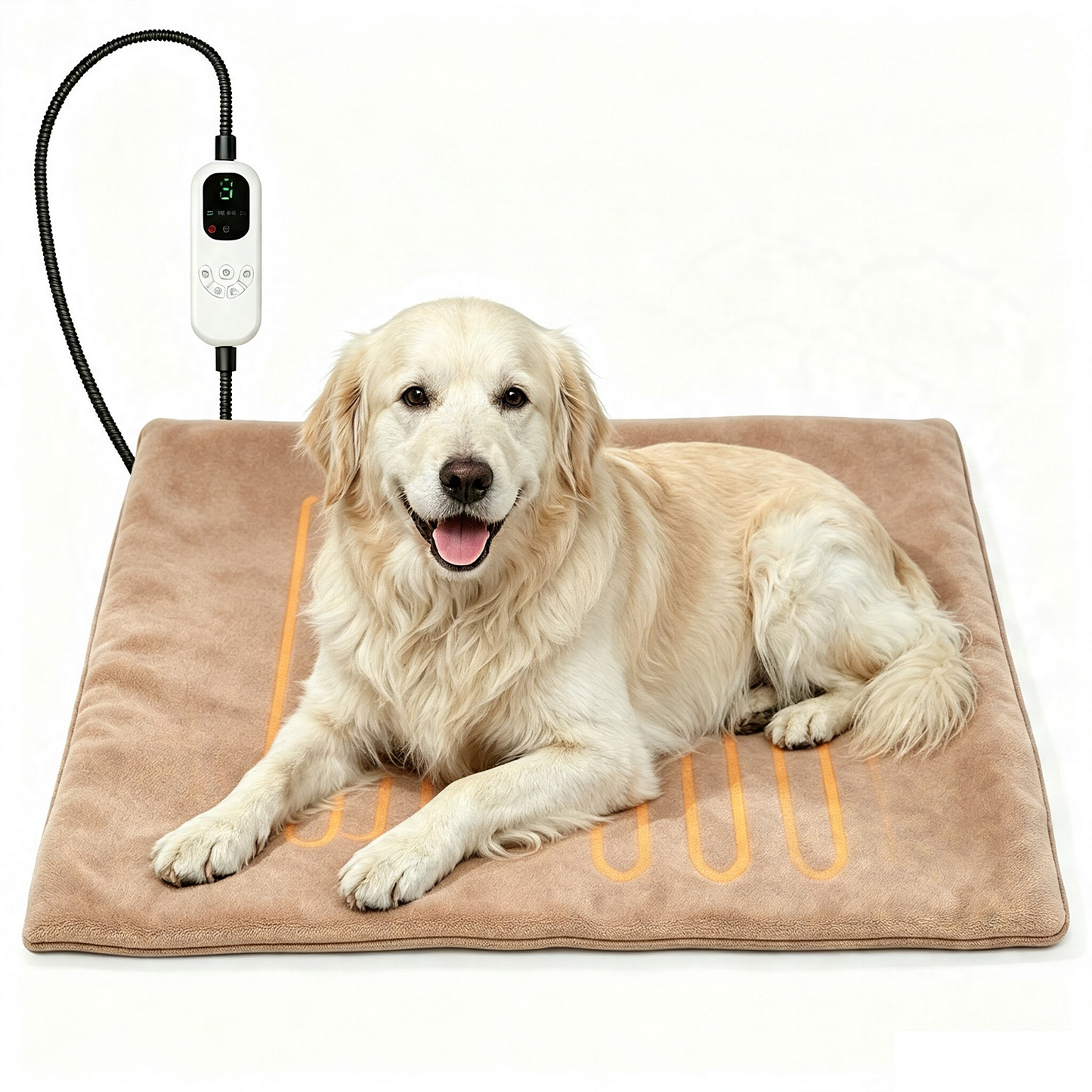 HUTACT Pet Heated Pad, 24" Winter Heating Pad for Dogs Cats, 9-Level Temp Control with Timer, Safe Heated Mat Overheat Protection & Chew-Proof Cord