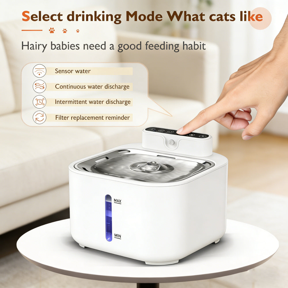 4 L Wireless Cat Water Fountain Set with 3 Filters, Stainless Steel 5200mAh Rechargeable Pet Cats Dogs Water Fountain