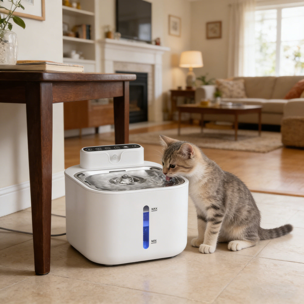 4 L Wireless Cat Water Fountain Set with 3 Filters, Stainless Steel 5200mAh Rechargeable Pet Cats Dogs Water Fountain
