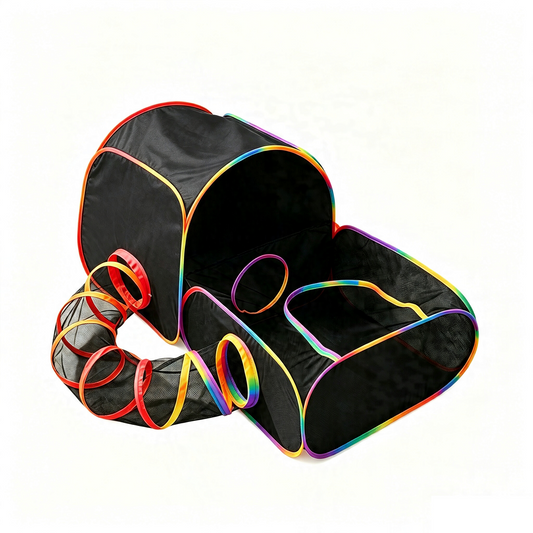 HUTACT 63" Pet Playpen with Tunnel for Cats Small Dogs, Extra Large Portable Exercise Tent, Rabbit Playpen Foldable Indoor Outdoor Travel Use, Come with Carrying Case