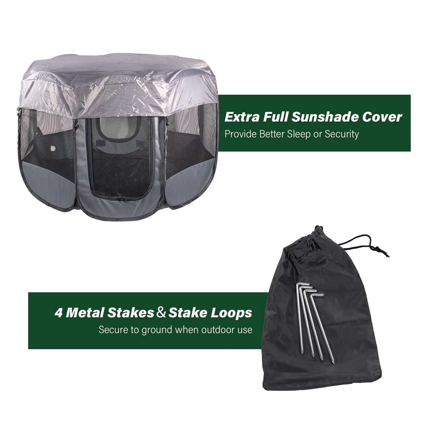 HUTACT Upgraded Dog Playpen Pop-up Pet Playpen with PVC-Coated & 2 Side Pockets, Durable Pet Pen for Dogs, Cats, Chicken, Indoor Recovery, Training