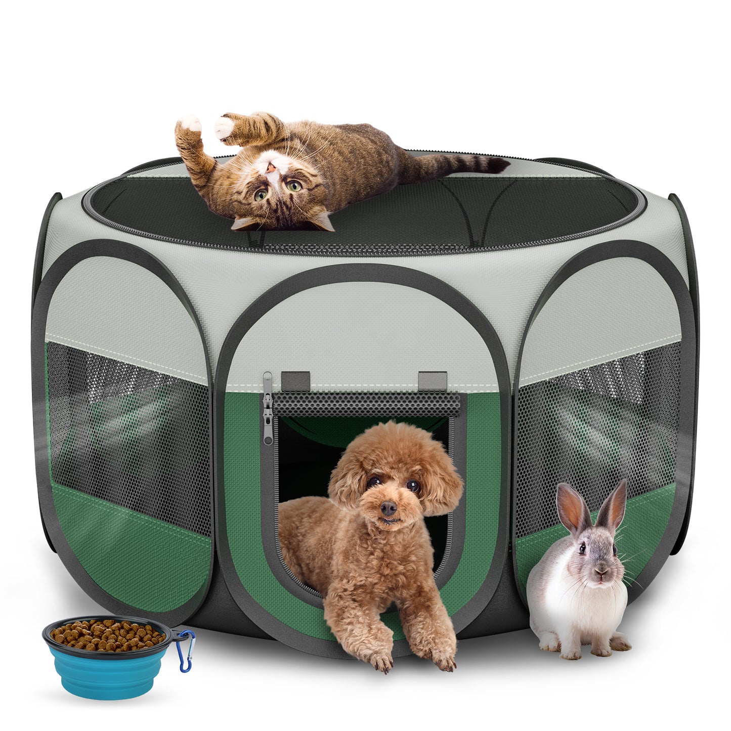 Dog Playpen Indoor for Puppy Cats Small Pet Outdoor Pop-up Playpen Tent Crates 28.7" Breathable Playpen Length for Pets up to 40LBs