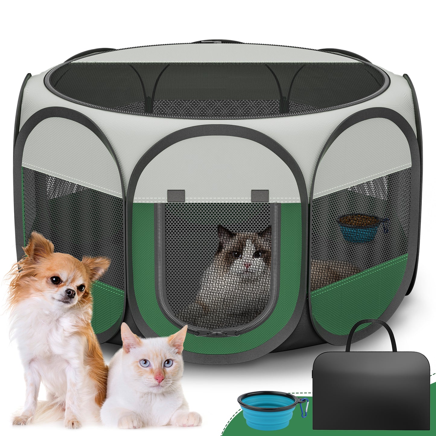 Dog Playpen Indoor for Puppy Cats Small Pet Outdoor Pop-up Playpen Tent Crates 28.7" Breathable Playpen Length for Pets up to 40LBs
