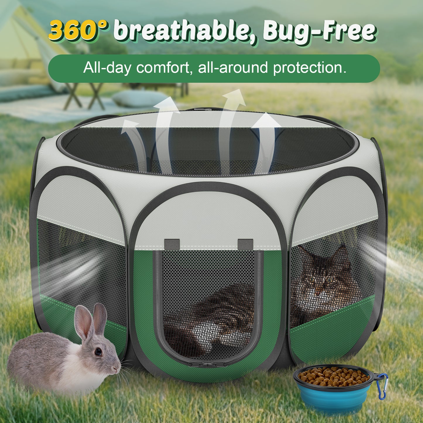 Dog Playpen Indoor for Puppy Cats Small Pet Outdoor Pop-up Playpen Tent Crates 28.7" Breathable Playpen Length for Pets up to 40LBs