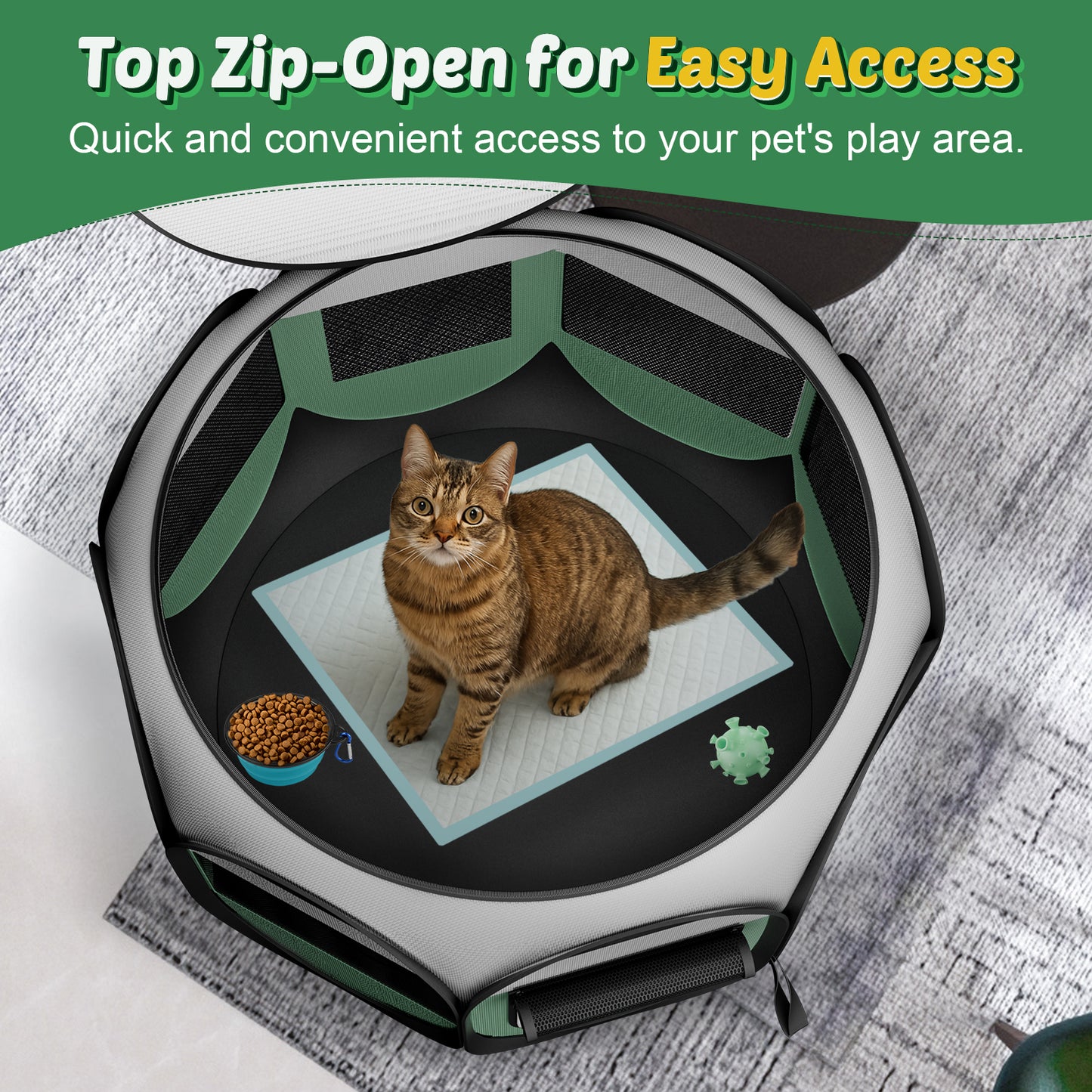 Dog Playpen Indoor for Puppy Cats Small Pet Outdoor Pop-up Playpen Tent Crates 28.7" Breathable Playpen Length for Pets up to 40LBs