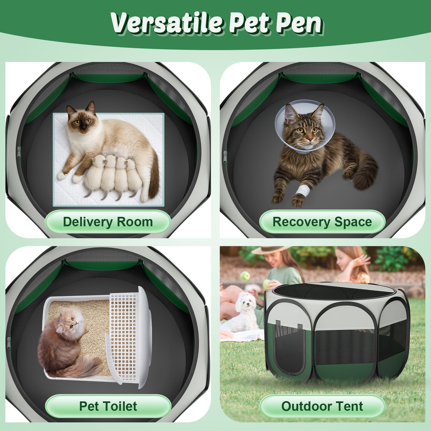 Dog Playpen Indoor for Puppy Cats Small Pet Outdoor Pop-up Playpen Tent Crates 28.7" Breathable Playpen Length for Pets up to 40LBs