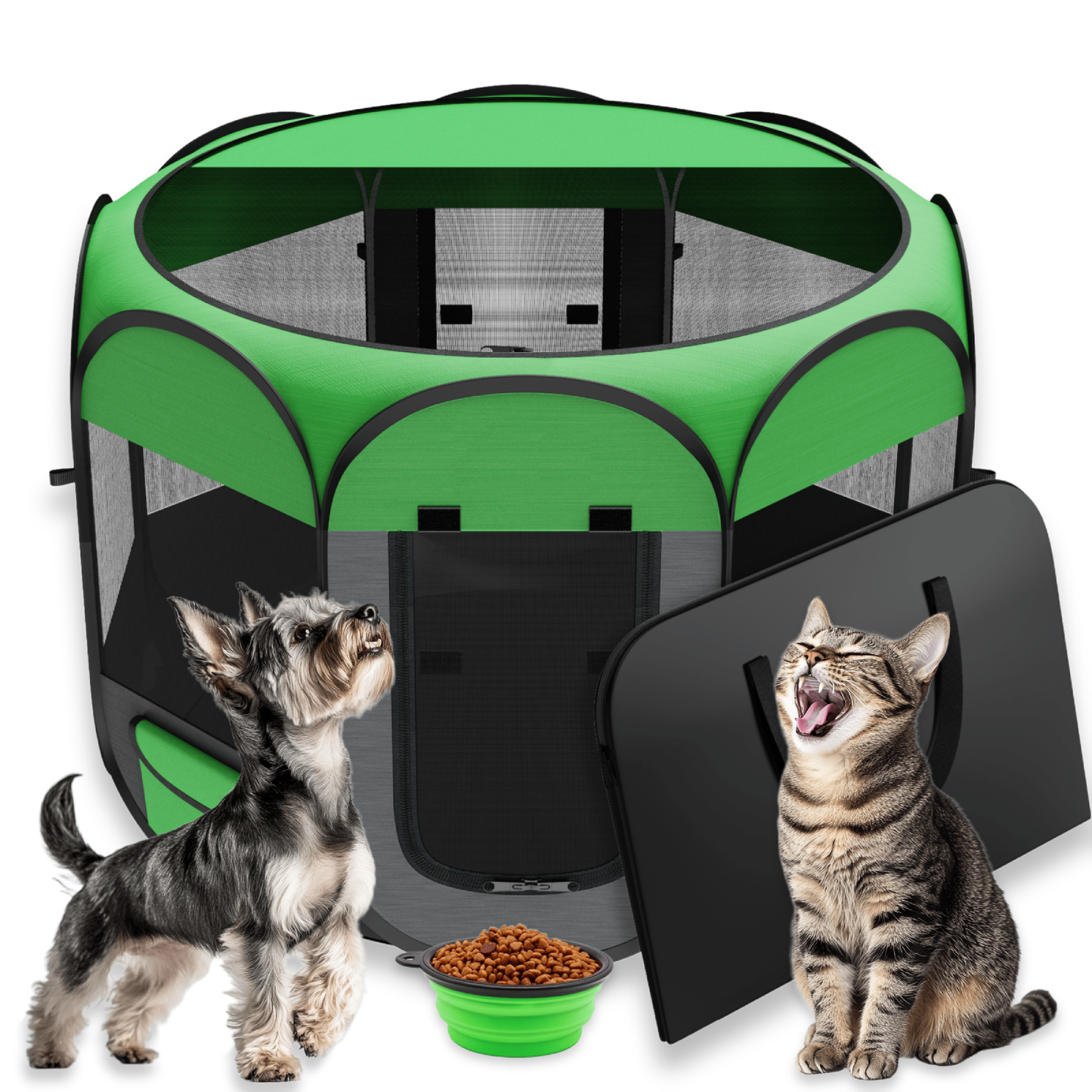 HUTACT Upgraded Dog Playpen Pop-up Pet Playpen with PVC-Coated & 2 Side Pockets, Durable Pet Pen for Dogs, Cats, Chicken, Indoor Recovery, Training