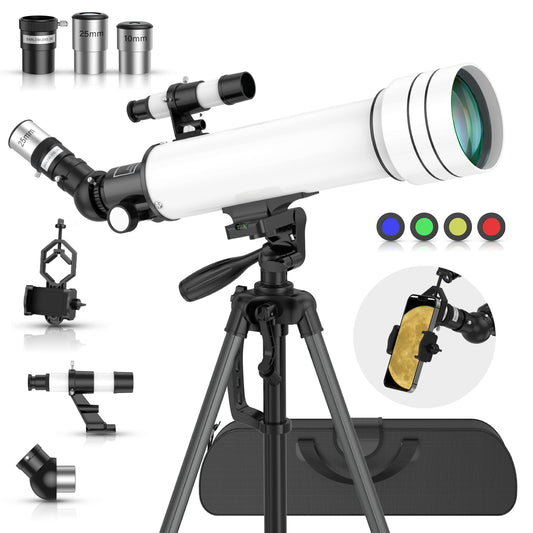 USCAMEL Telescope for Kid Adult, 500mm Telescope 70mm Aperture for Beginner, Refractor Telescope 2 Eyepieces, 150X Telescope for Astronomy & Sight Seeing