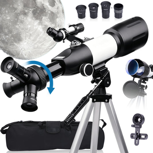 USCAMEL Telescope for Adults with 3 Rotatable Eyepieces, 70mm Aperture 400mm Telescope, 16x-133x Beginners Astronomy Refractor Telescope for Moon Viewing w/Barlow Lens