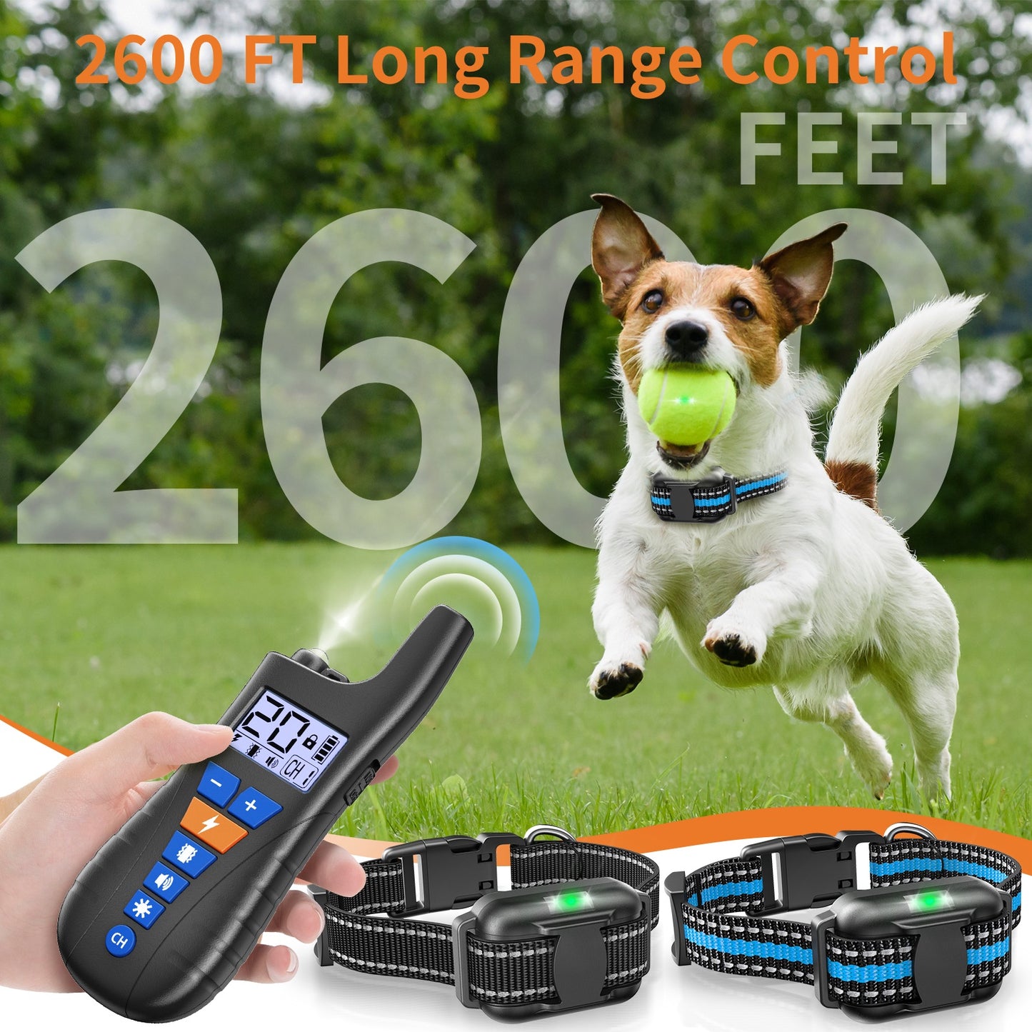 USCAMEL Dog Shock Collar with Remote, Waterproof Rechargeable Dog Training Collar for Small Medium Large Dogs, Electronic Collar with Sound, Vibration, and Electric Shock