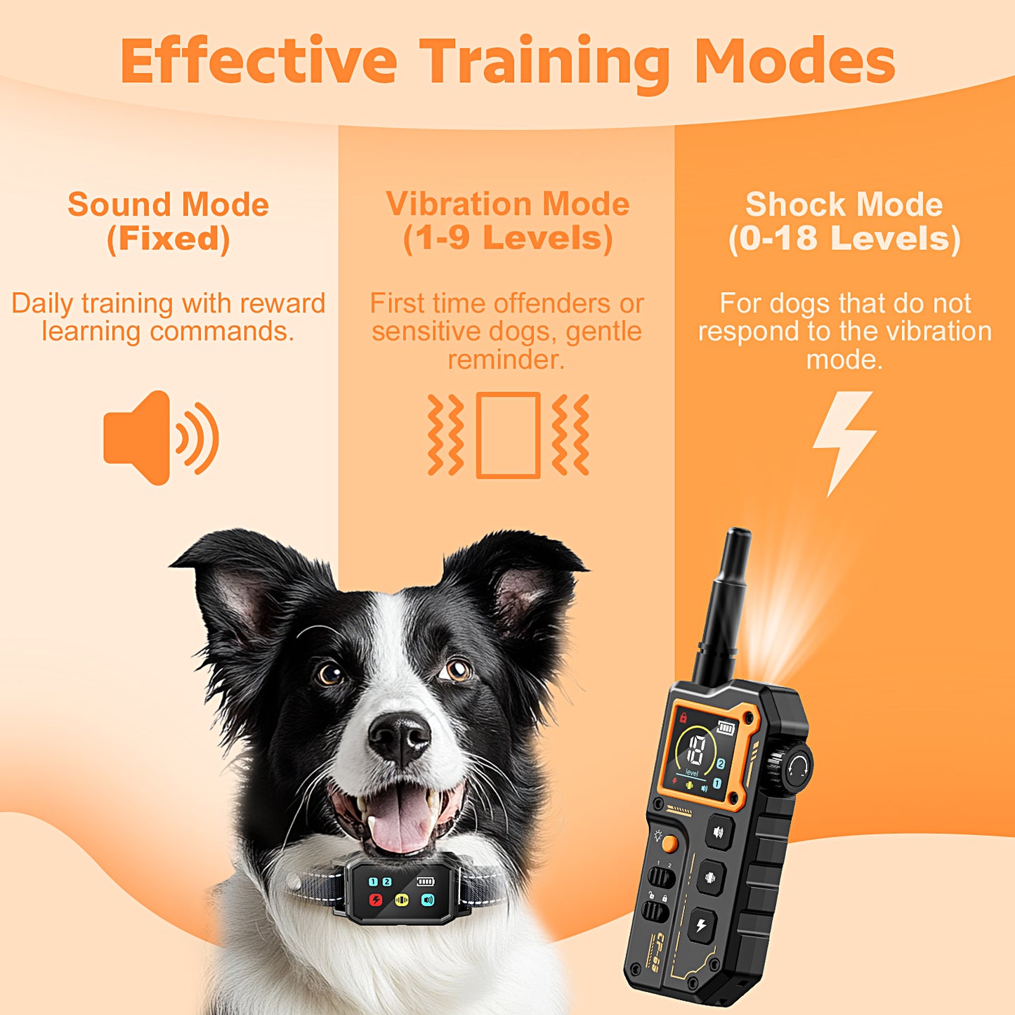 USCAMEL Dog Training Collar, Upgraded 3300FT Shock Collar with Remote for Dog with Bright Flashlight, Train Dog Collar 3 Modes Beep Vibration Shock