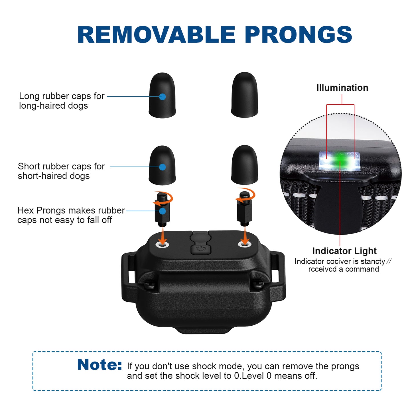 USCAMEL Dog Shock Collar with Remote, Waterproof Rechargeable Dog Training Collar for Small Medium Large Dogs, Electronic Collar with Sound, Vibration, and Electric Shock