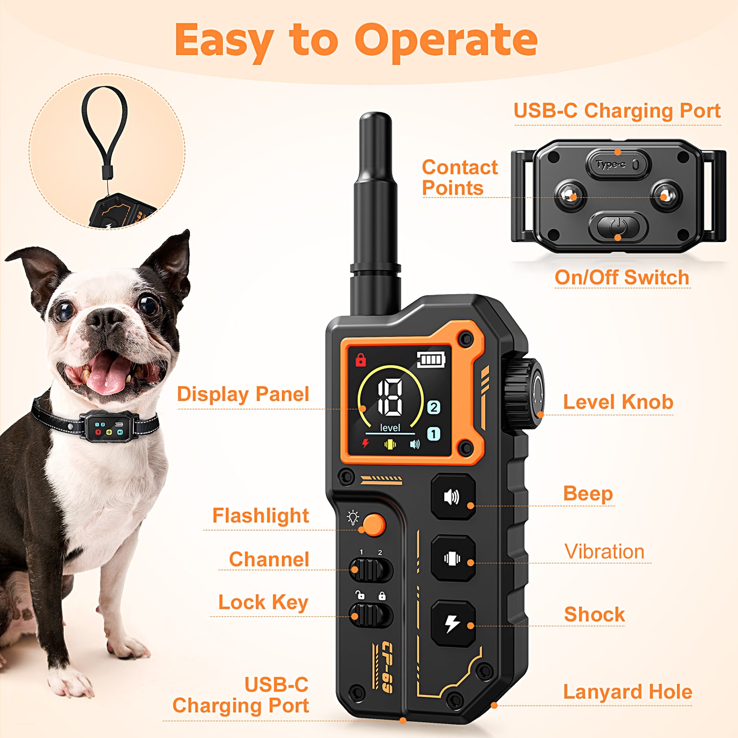 USCAMEL Dog Training Collar, Upgraded 3300FT Shock Collar with Remote for Dog with Bright Flashlight, Train Dog Collar 3 Modes Beep Vibration Shock