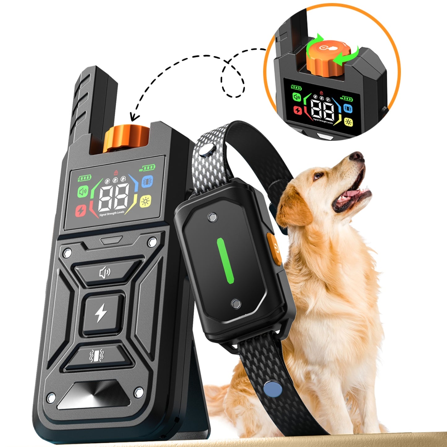 HUTACT Shock Collar with Remote for Large Dogs, HUTACT 2600FT Training Collar Bark Collar Waterproof Adjustable Beep Vibration Shock