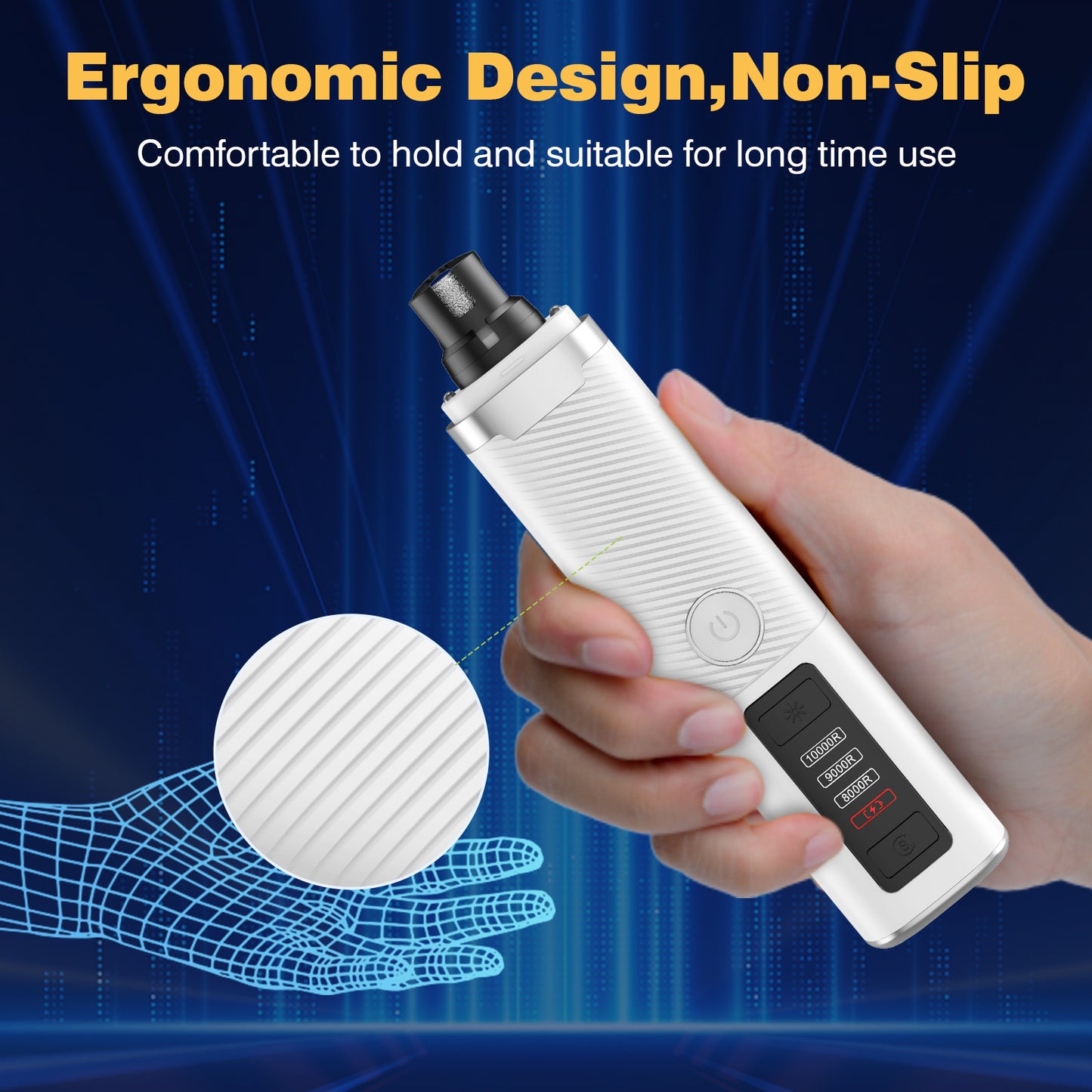 Dog Nail Grinder, Pet Nail Trimmer for Dog Cat w/Lights, Low Vibration, LCD Display, Quiet 3 Speeds Electric Pet Nail Polisher, Clipper Grooming Tool for All Breed