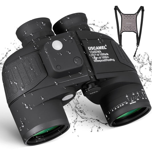 uscamel 10x50 military marine binoculars for-adults with rangefinder compass waterproof binoculars for birdwatching hunting boating navigation, Black