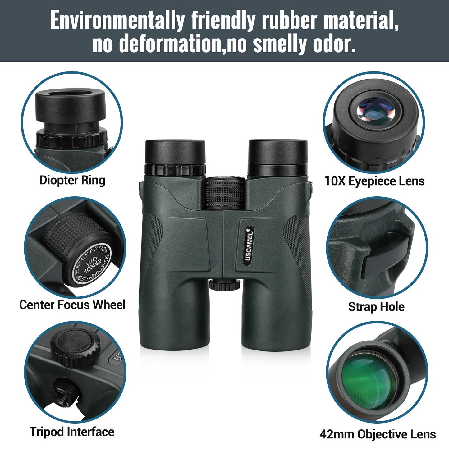 USCAMEL 10x42 Binoculars for Adults, High Power Lightweight Binoculars with Low Light Vision, Compact HD Professional Binoculars for Bird Watching, Stargazing