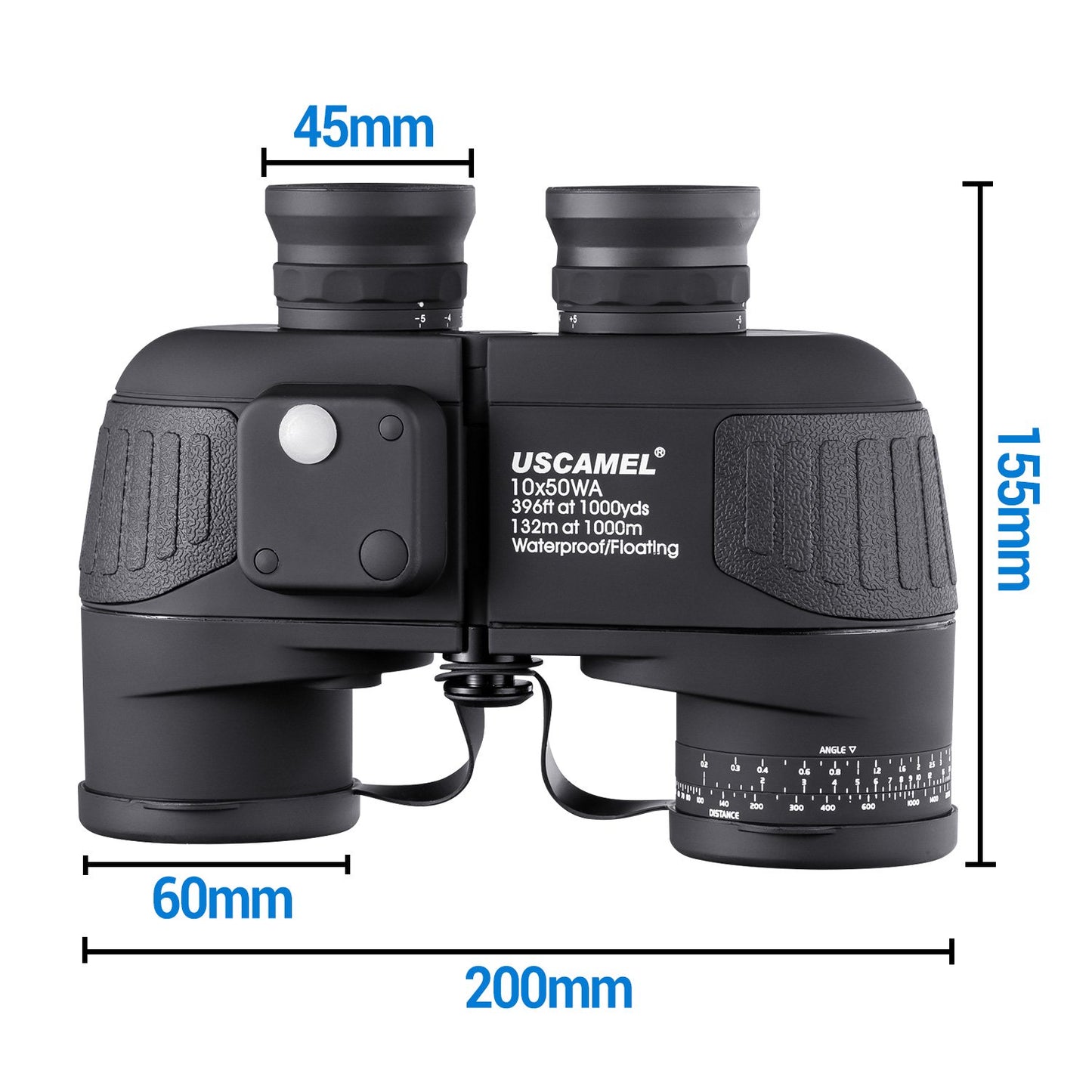 uscamel 10x50 military marine binoculars for-adults with rangefinder compass waterproof binoculars for birdwatching hunting boating navigation, Black