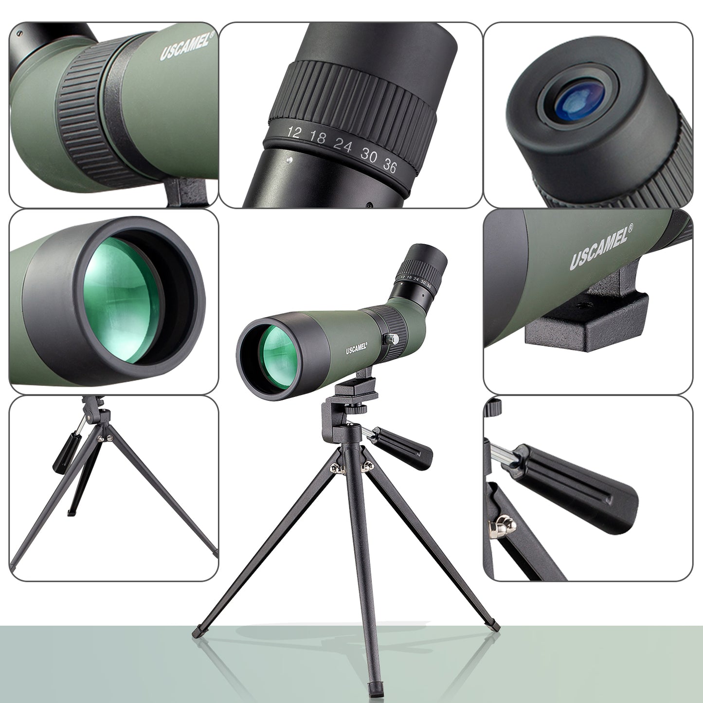 USCAMEL 10-30x50mm Zoom Spotting Scope with Tripod and Cellphone Camera Adapter,Waterproof and Fog-proof HD Monocular Telescope for Bird Watching,Wildlife,Scenery, Target Shooting,Hunting