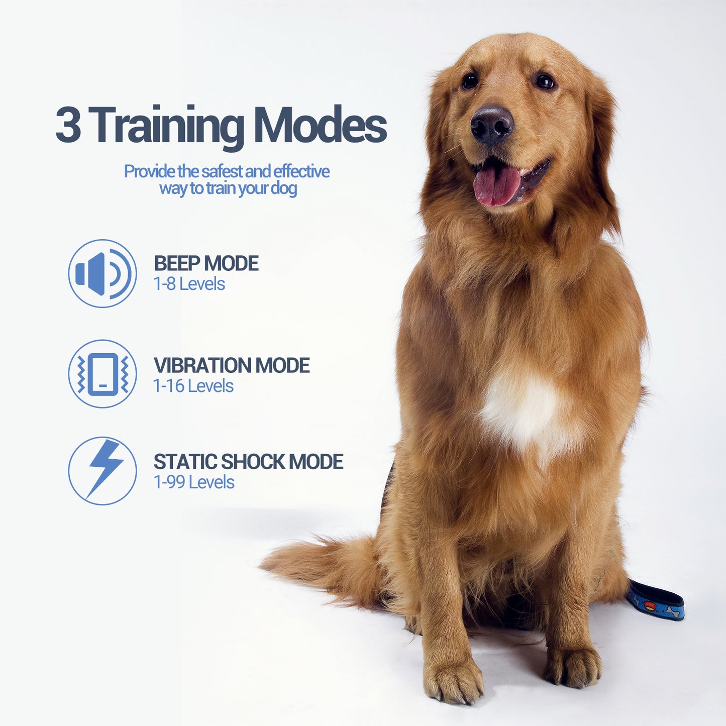 USCAMEL Dog Training Collar, Rechargeable Dog Shock Collar, 3 Training Modes, with Beep Vibration Shock, Dog Training Collar with Remote Control