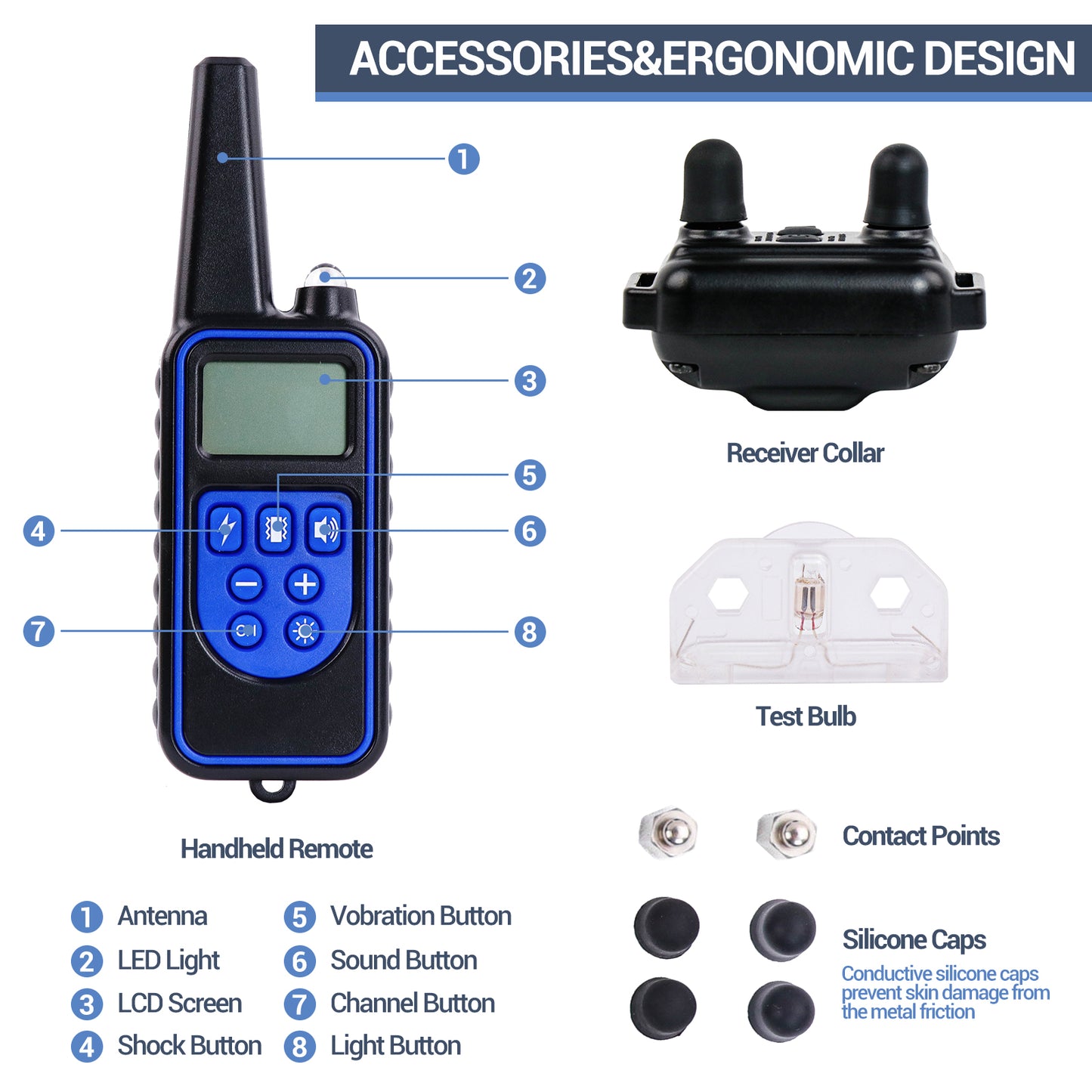 USCAMEL Dog Training Collar, Rechargeable Dog Shock Collar, 3 Training Modes, with Beep Vibration Shock, Dog Training Collar with Remote Control